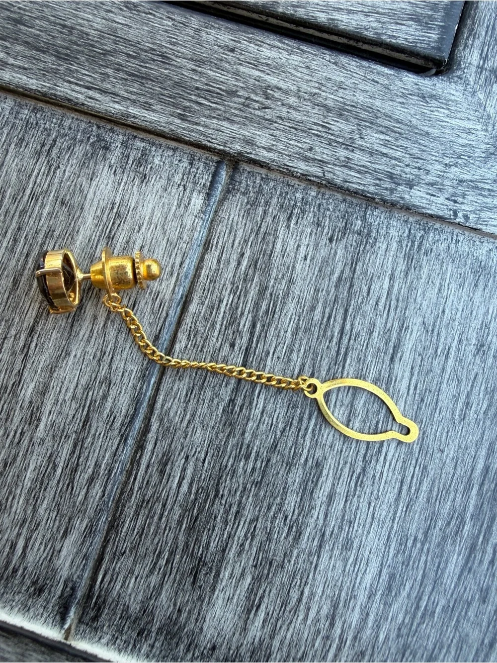 Gold-Tone Tie Tack with real Topaz stone